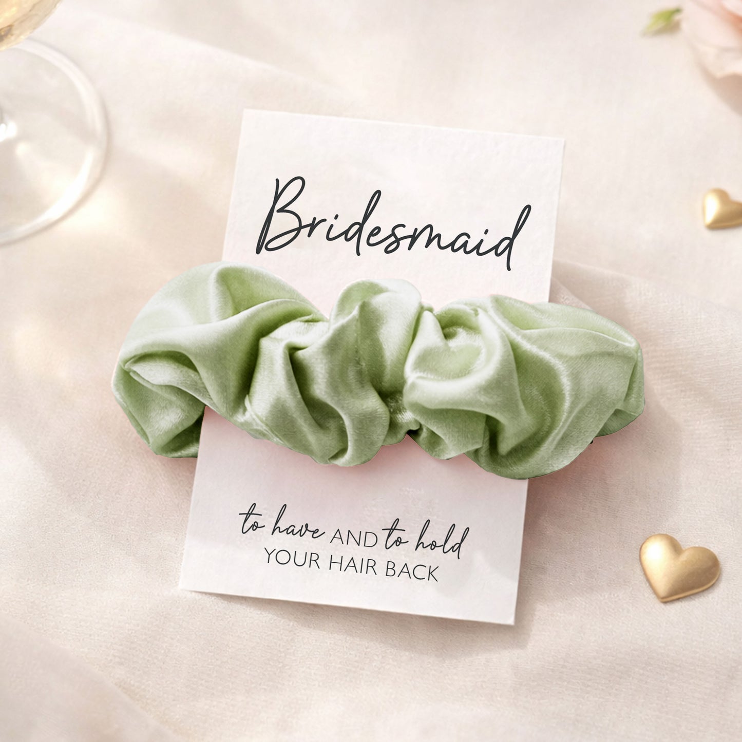 Sage Green Matte Hen Party Hair Scrunchies