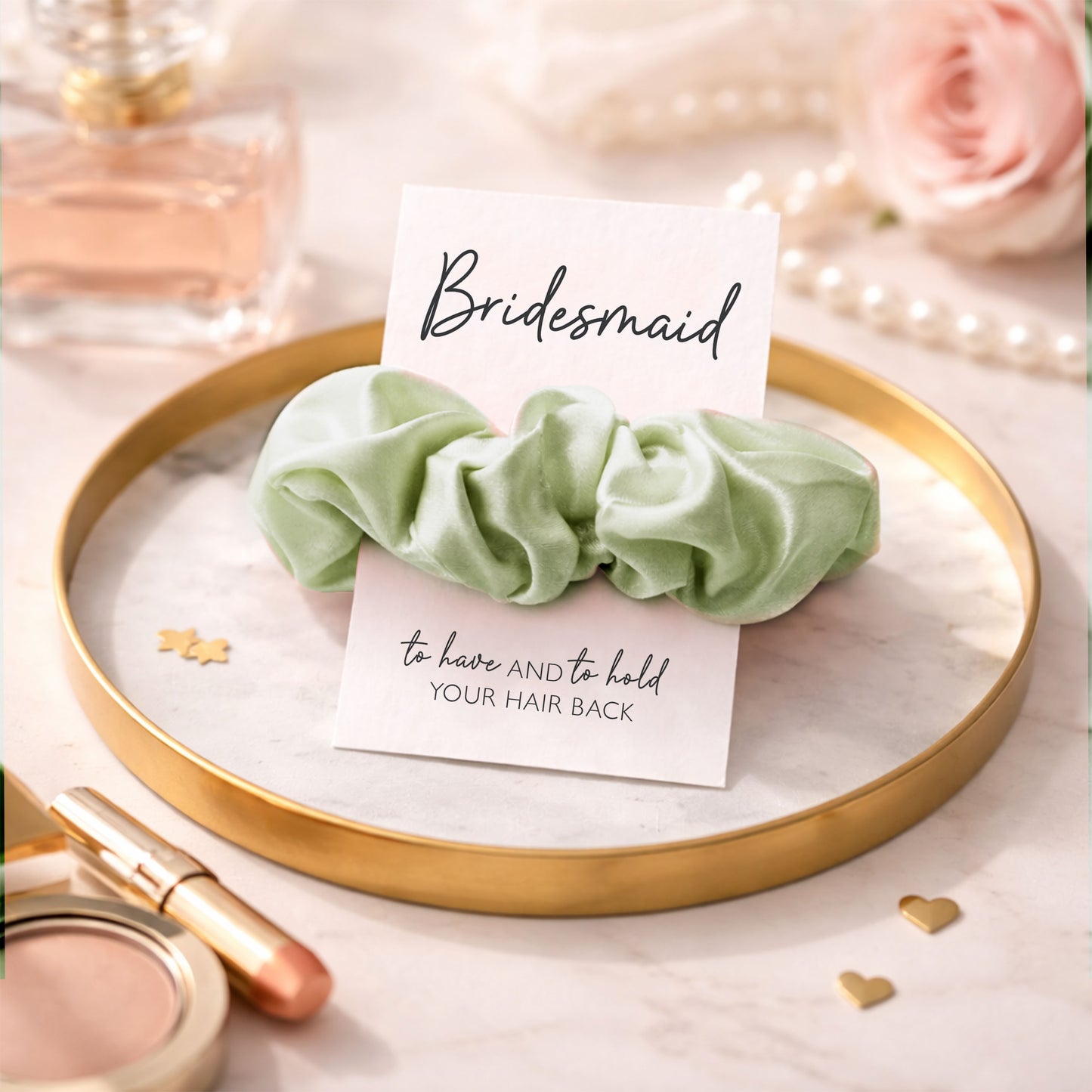 Sage Green Matte Hen Party Hair Scrunchies
