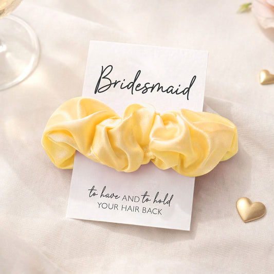 Yellow Satin Hen Party Hair Scrunchies