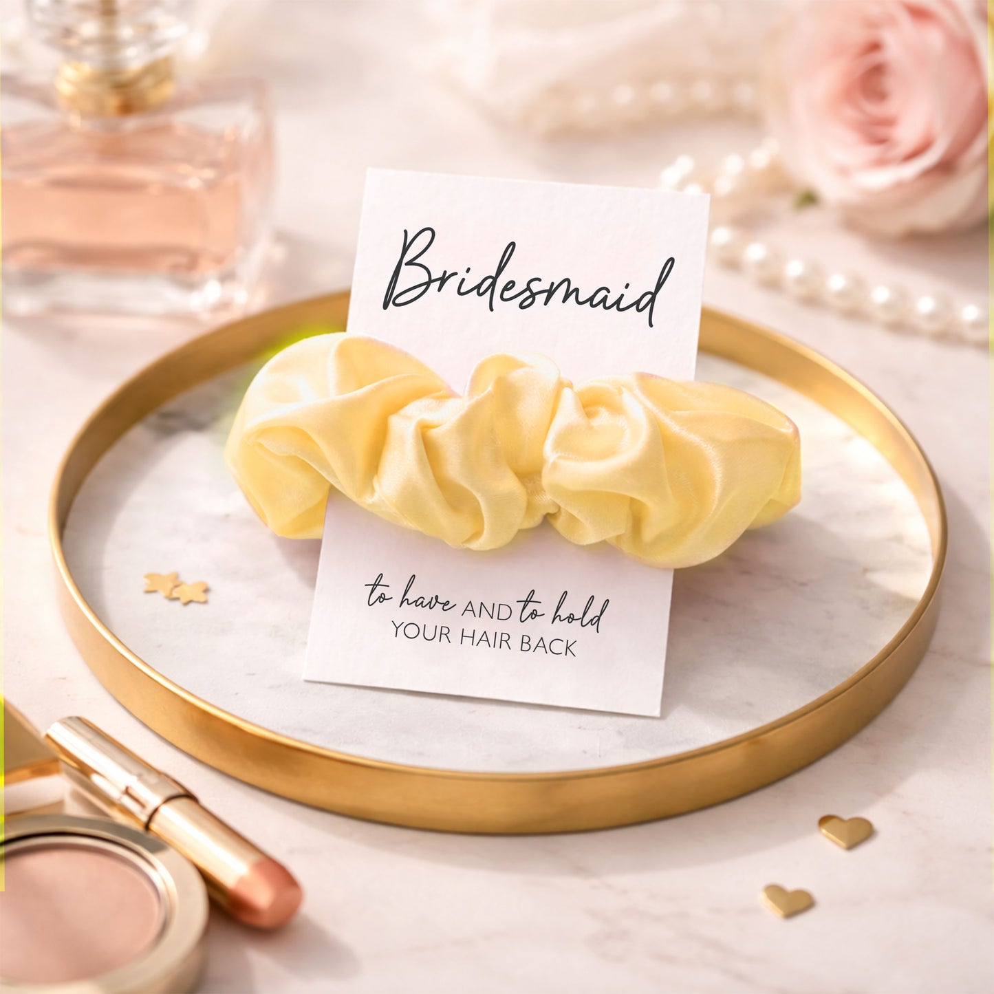 Yellow Satin Hen Party Hair Scrunchies