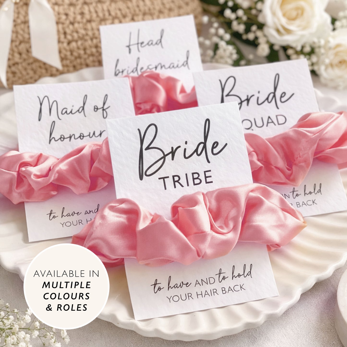 Pink Hen Do Scrunchie Favours Hen Party Bags and Gifts Personalised Hair Tie Favours for Bride Tribe & Bride Squad Hen Party Idea