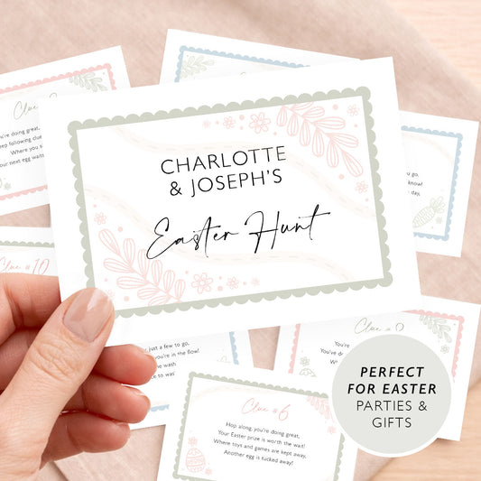 Easter Egg Hunt Clue Cards Personalised Easter Gifts For Kids Egg Hunt Egg Hunt Clues Easter Bunny Gift Easy Easter Hunt Gift Idea