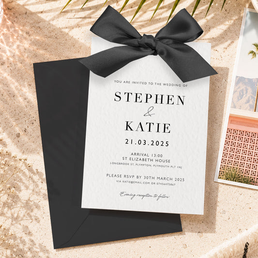 The Betsy - Luxury Satin Bow Ribbon Wedding Invitation & Envelope | Personalised invitation | Sage green, Pink, Dusky Blue, Burnt Orange