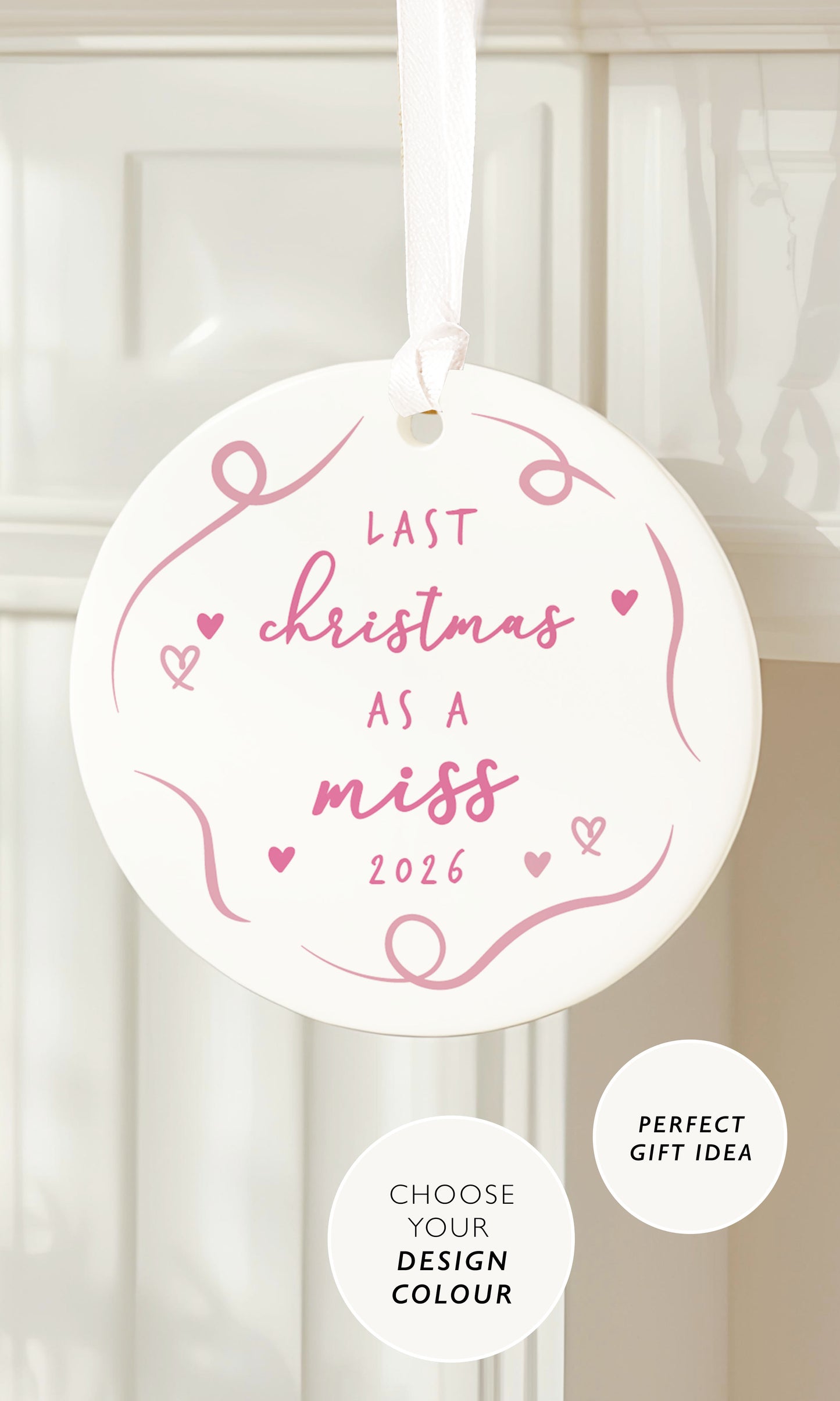 Last Christmas as a Miss Engagement Christmas Gift Bauble Stocking Filler Idea Bride To Be Christmas Gift For Fiancee Keepsake Bauble