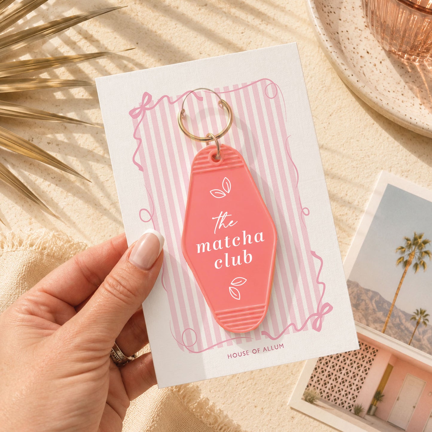 Matcha Lover Gift For Matcha Lover Motel Keyring Gift Retro Motel Keychain Matcha Tea Lover Gift For Her Cute Gift