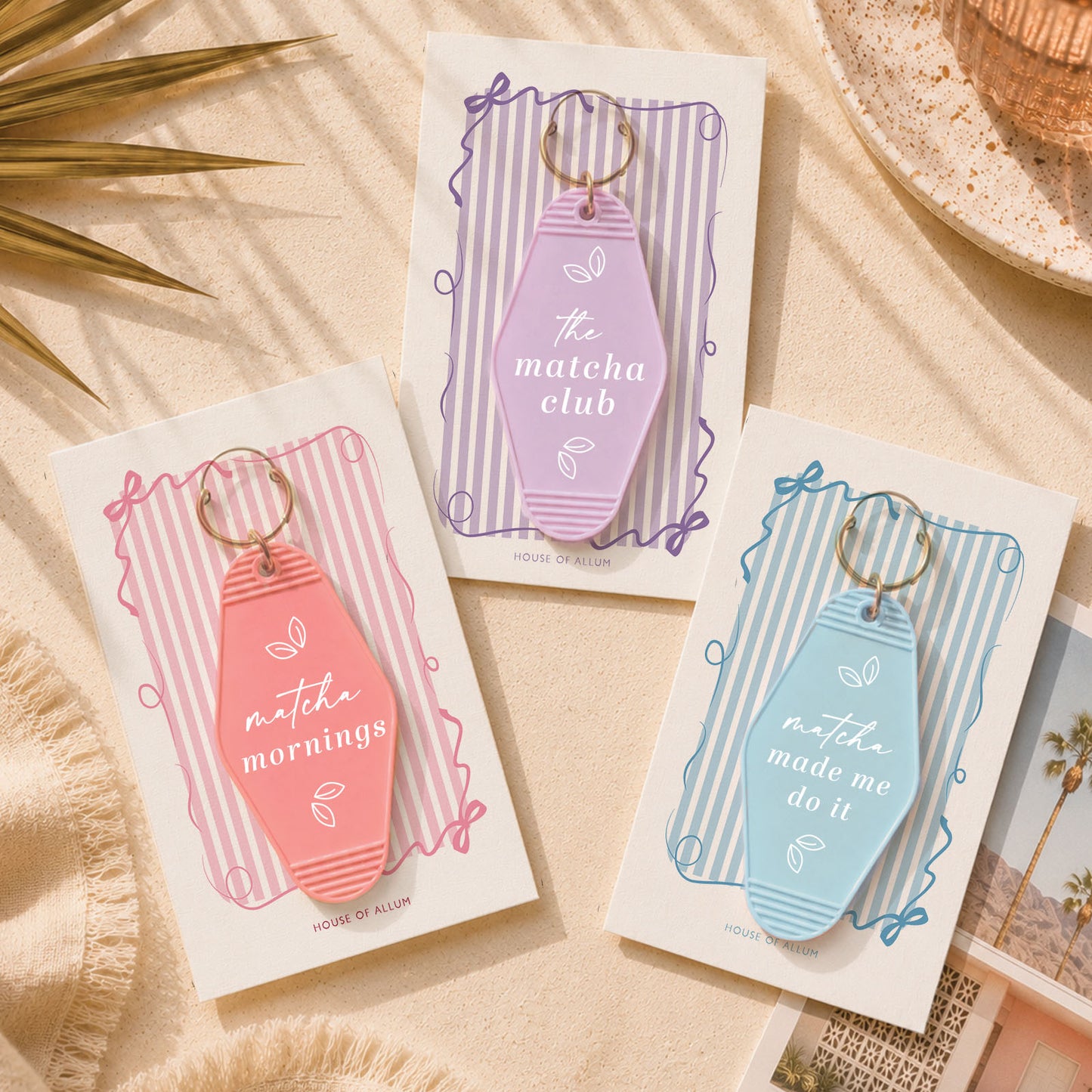 Matcha Lover Gift For Matcha Lover Motel Keyring Gift Retro Motel Keychain Matcha Tea Lover Gift For Her Cute Gift