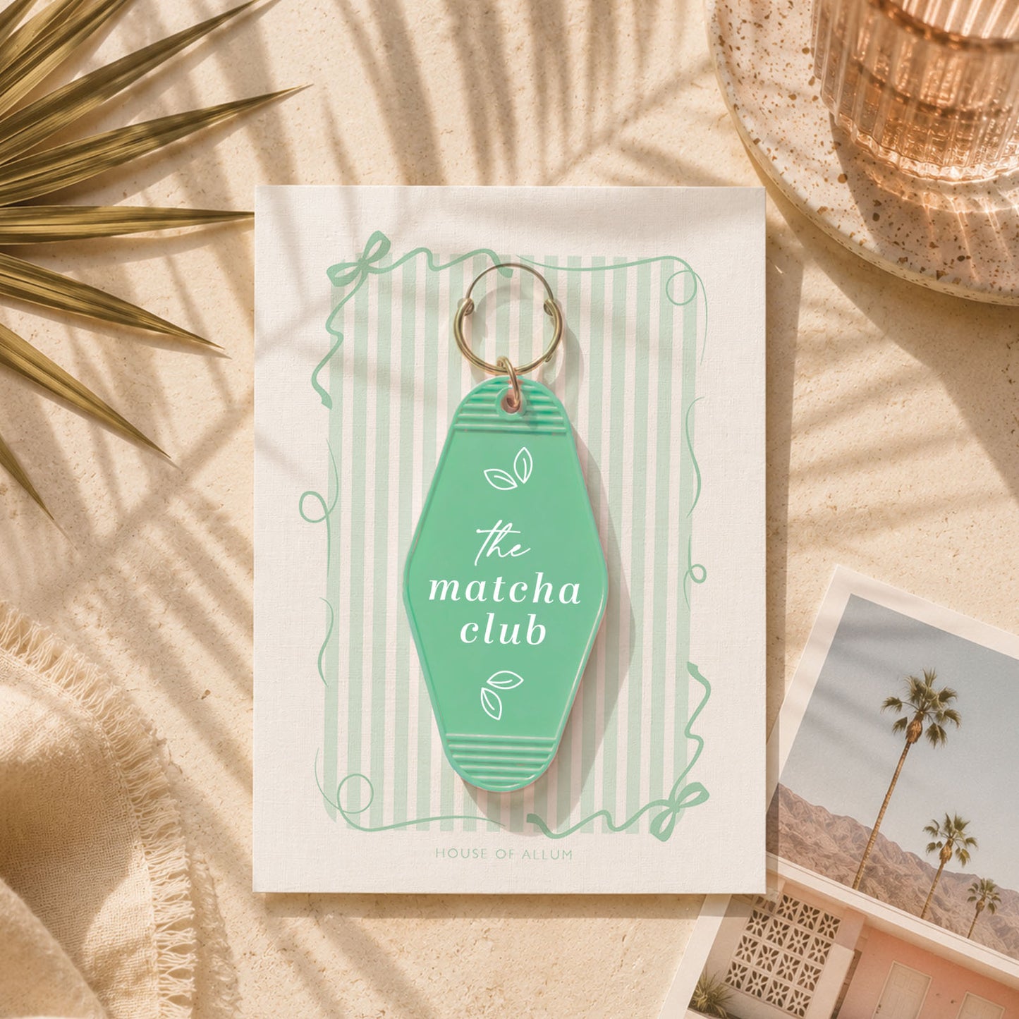 Matcha Lover Gift For Matcha Lover Motel Keyring Gift Retro Motel Keychain Matcha Tea Lover Gift For Her Cute Gift