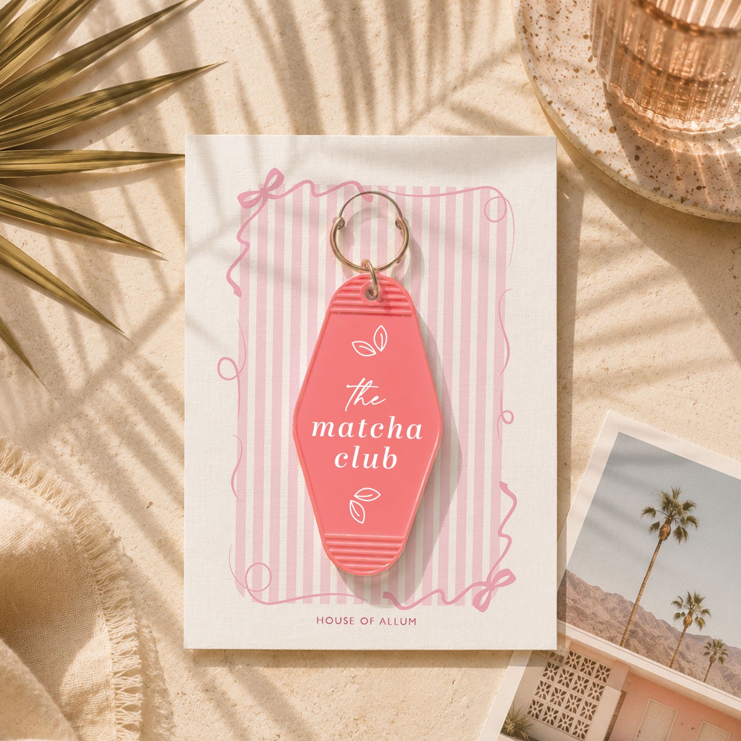 Matcha Lover Gift For Matcha Lover Motel Keyring Gift Retro Motel Keychain Matcha Tea Lover Gift For Her Cute Gift