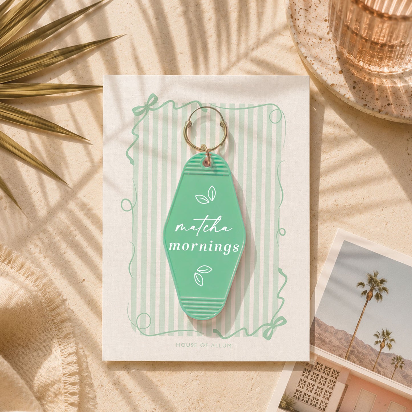 Matcha Lover Gift For Matcha Lover Motel Keyring Gift Retro Motel Keychain Matcha Tea Lover Gift For Her Cute Gift