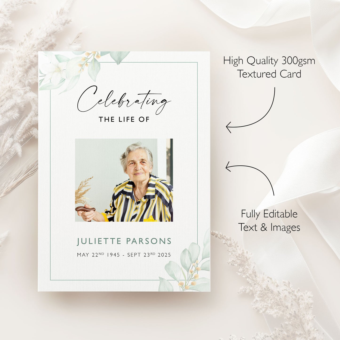 Botanical Funeral Order of Service Printed Booklet | Celebration of Life Program | Memorial Booklet | Funeral Program