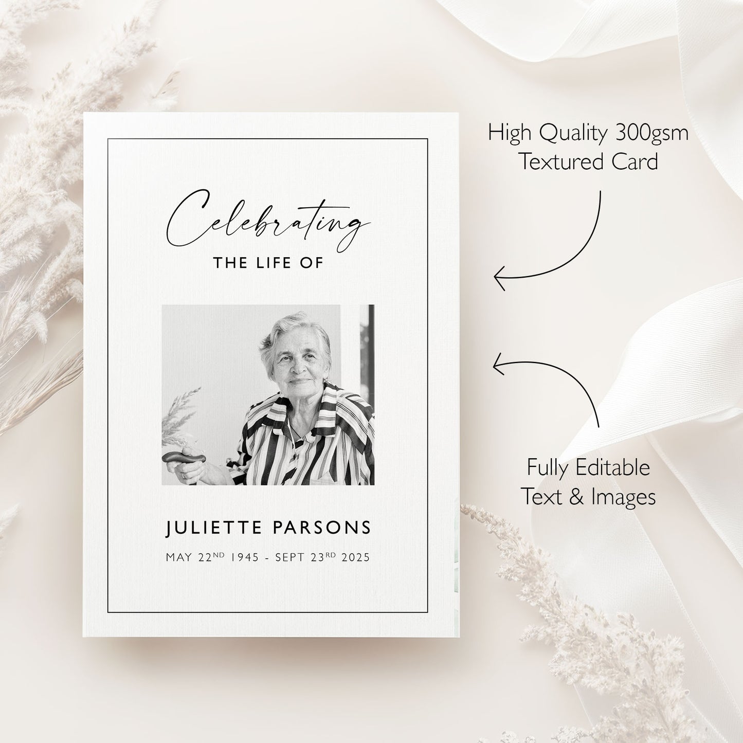 Elegant Funeral Order of Service Printed Booklet | Celebration of Life Program | Memorial Booklet | Funeral Program
