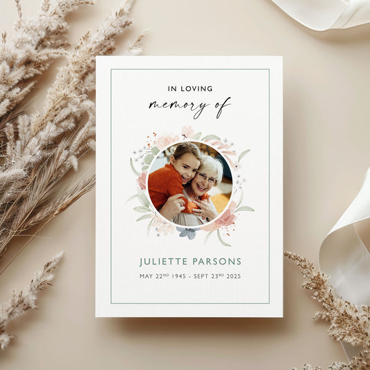 Floral Funeral Order of Service Printed Booklet | Celebration of Life Program | Memorial Booklet | Funeral Program