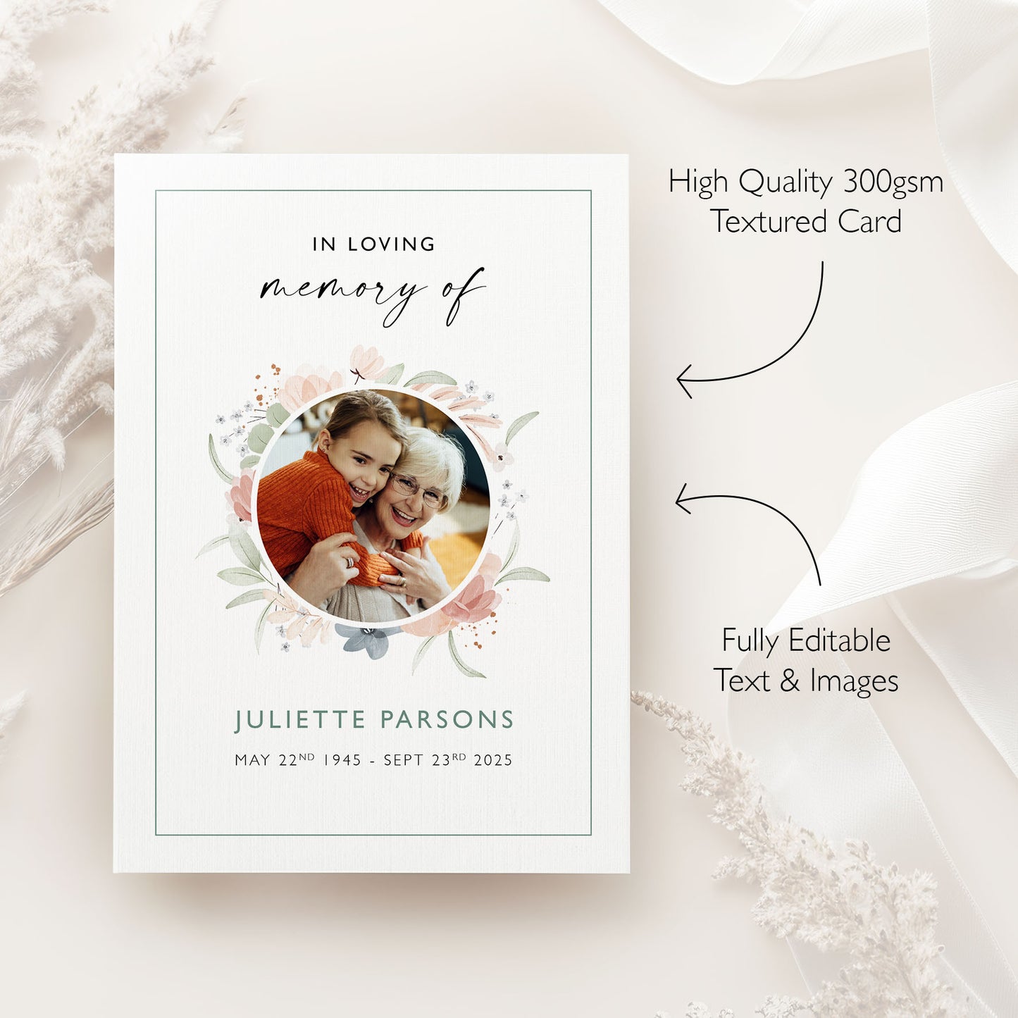 *digital* Floral Funeral Order of Service Template | Celebration of Life Program | Memorial Booklet | Printable Digital Download | Funeral Program