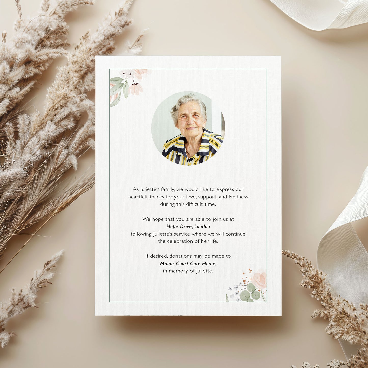 *digital* Floral Funeral Order of Service Template | Celebration of Life Program | Memorial Booklet | Printable Digital Download | Funeral Program