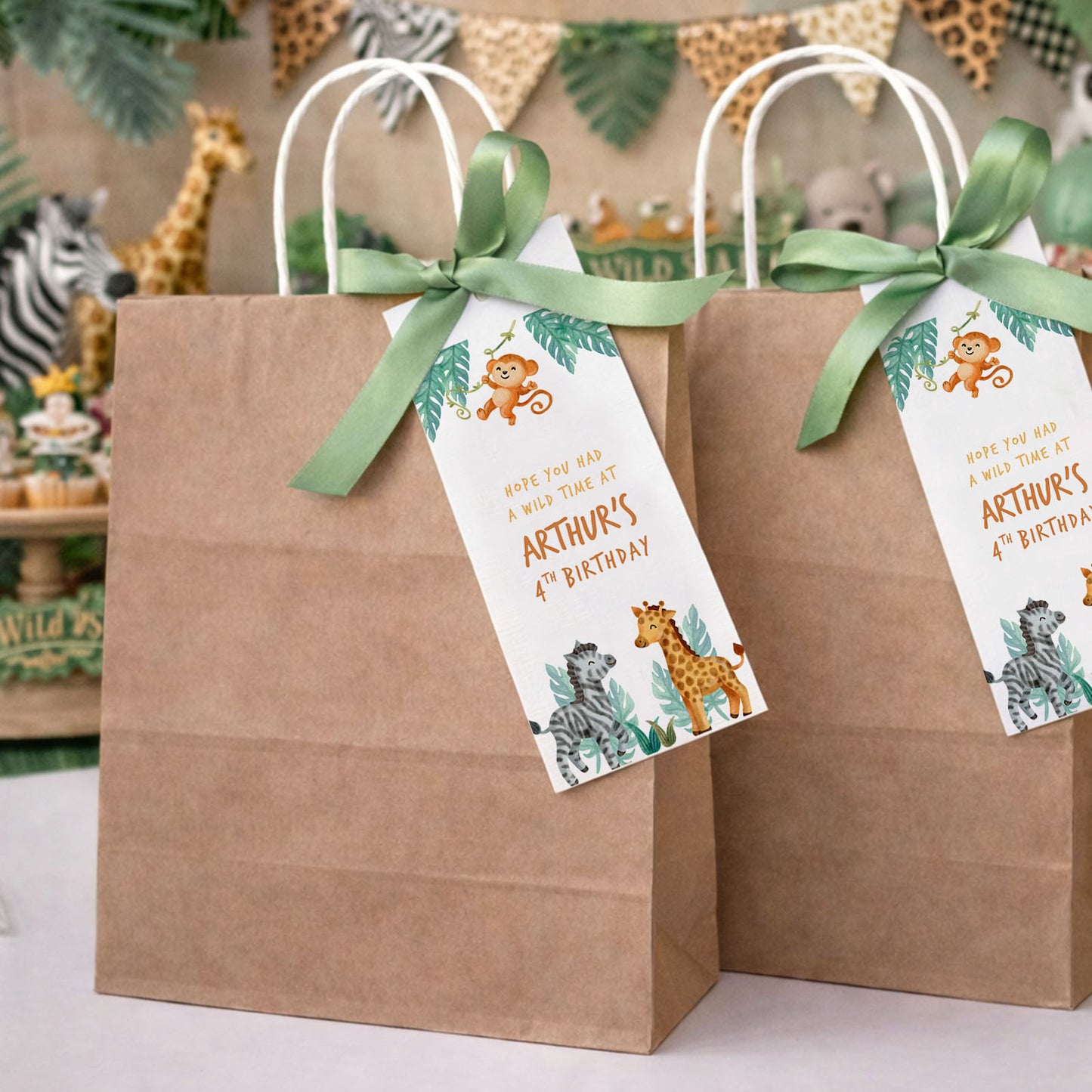 Safari Theme Party Bags For Kids Jungle Animal Safari Birthday Party Favours Personalised Safari Party Bags Jungle Gift Bags Safari Animals