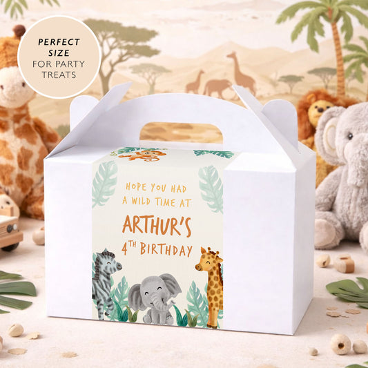 Safari Themed Party Favour Gift Box For Birthday Animal Party Treat Boxes Jungle Animals Gift Boxes Kids Party Personalised Jungle Safari