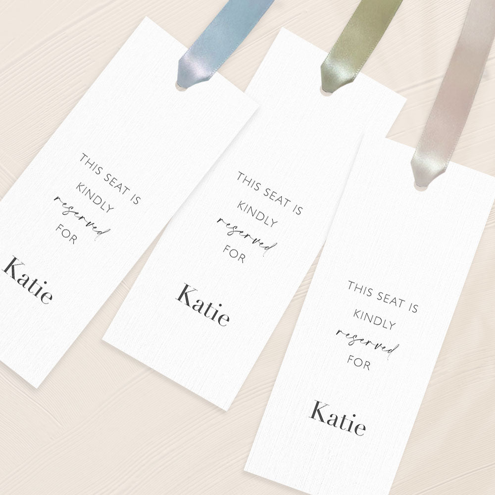 Personalised Reserved Seat Name Sign with Ribbon | Wedding Ceremony Seating Tags | Wedding Aisle Decor | Personalised Reserved Name