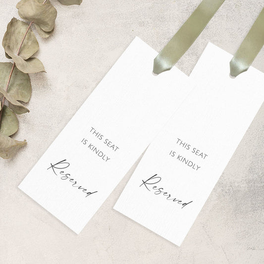 Reserved Seat Sign with Ribbon | Wedding Ceremony Seating Tags | Wedding Aisle Decor | Personalised Reserved Seat