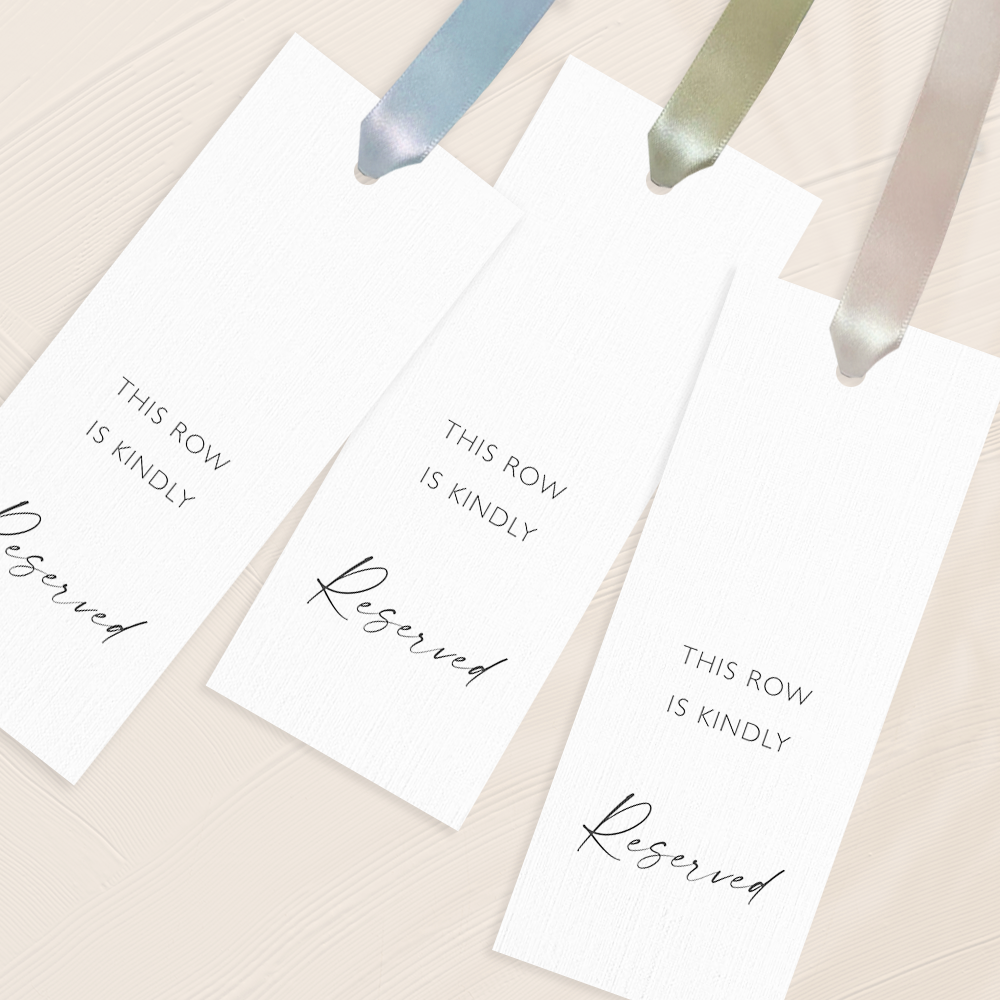 Reserved Row Sign with Ribbon | Wedding Ceremony Seating Tags | Wedding Aisle Decor | Personalised Reserved Row