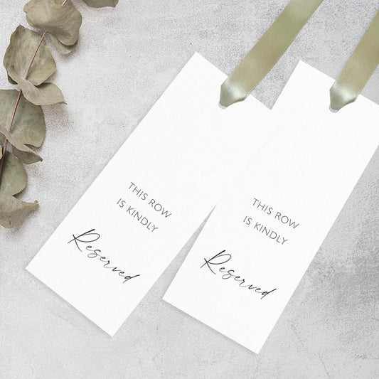 Reserved Row Sign with Ribbon | Wedding Ceremony Seating Tags | Wedding Aisle Decor | Personalised Reserved Row