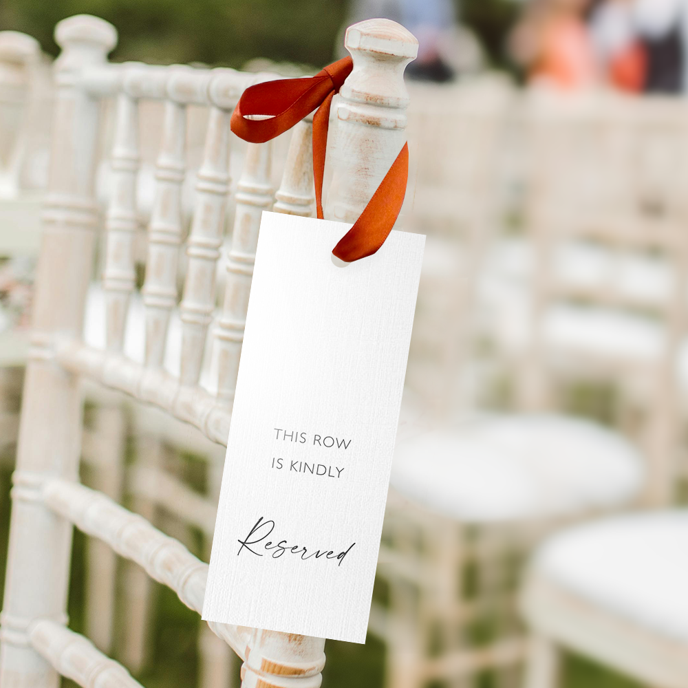 Reserved Row Sign with Ribbon | Wedding Ceremony Seating Tags | Wedding Aisle Decor | Personalised Reserved Row