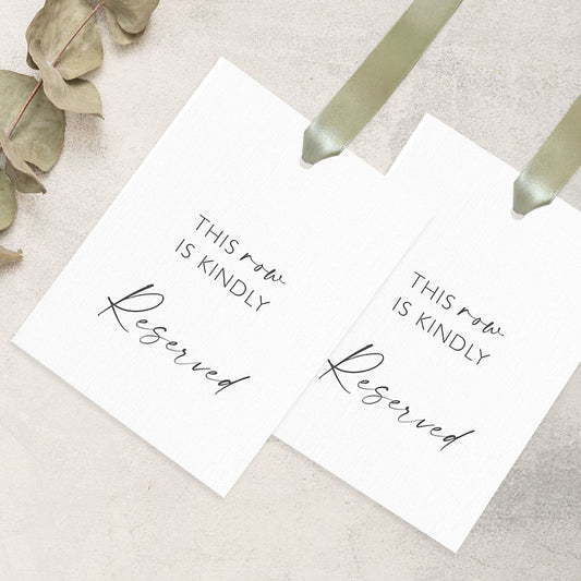Reserved Row Sign with Ribbon | Wedding Ceremony Seating Tags | Wedding Aisle Decor | Personalised Reserved Row