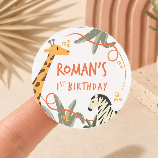 Personalised Safari Birthday Stickers Safari Favour Stickers Animal Birthday Sweet Favours Jungle Safari Birthday Decor Safari Party Idea