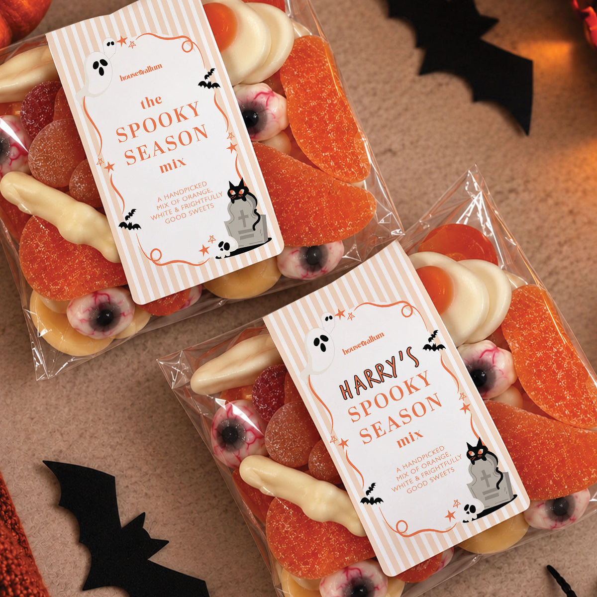 Personalised Halloween Sweets Spooky Sweet Mix Trick Or Treat Bag Kids Halloween Gift Boo Basket Filler Personalised Sweets