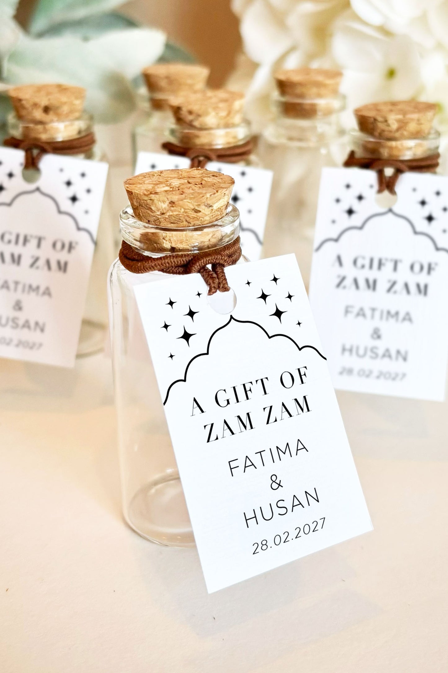 Zam Zam Water Bottle Favour Islamic Wedding Favours Bottle Zam Stars Ready Made Cork Bottle Favour Blessing Holy Favor Duas Bottle Barakah Favour (Copy)